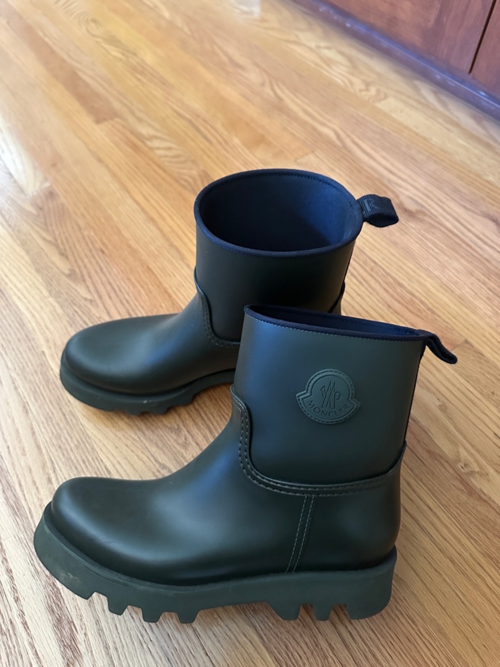 Moncler Kids Olive Green Chunky Sole Rain Boots